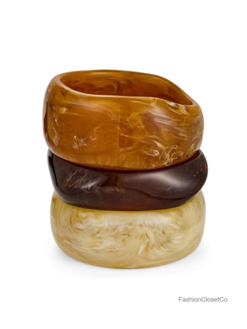 3-Piece Acrylic Resin Bangle Set for Women | Chunky Statement Bracelets with Box